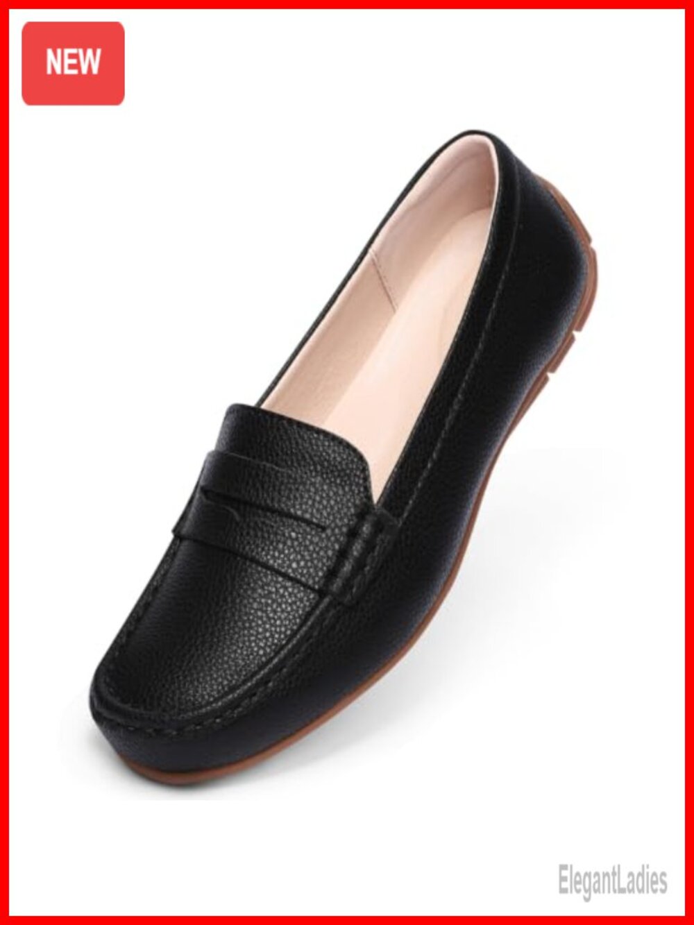 Women's Leather Penny Loafers Comfortable Slip On Casual Shoes Business Dress
